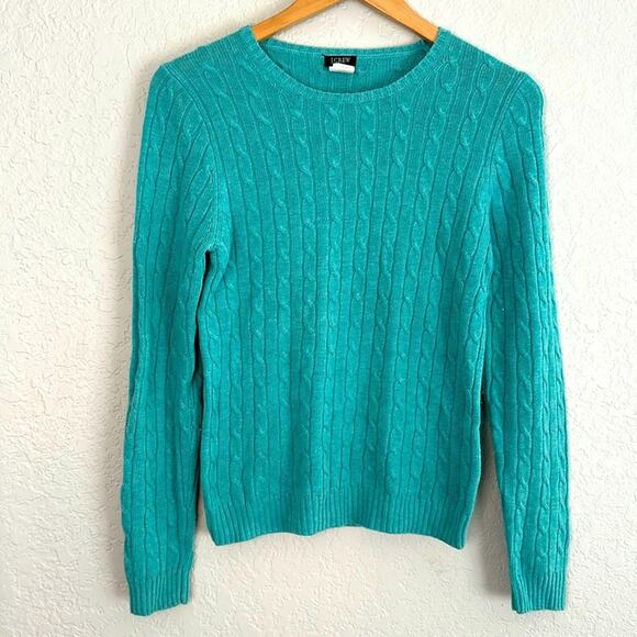 J. Crew Sweaters - J. Crew Cable Knit Sweater Aqua Blue Wool Angora Cashmere Twee Academia Preppy